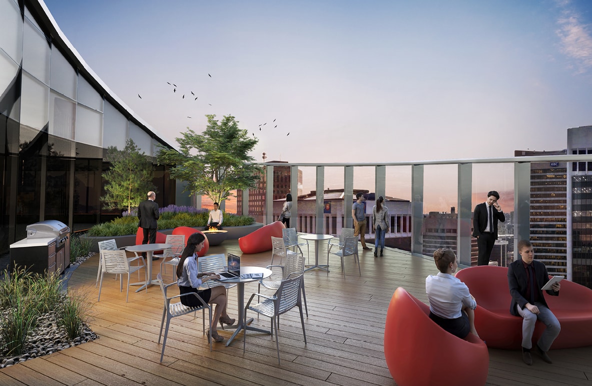 An inviting south-facing amenity deck