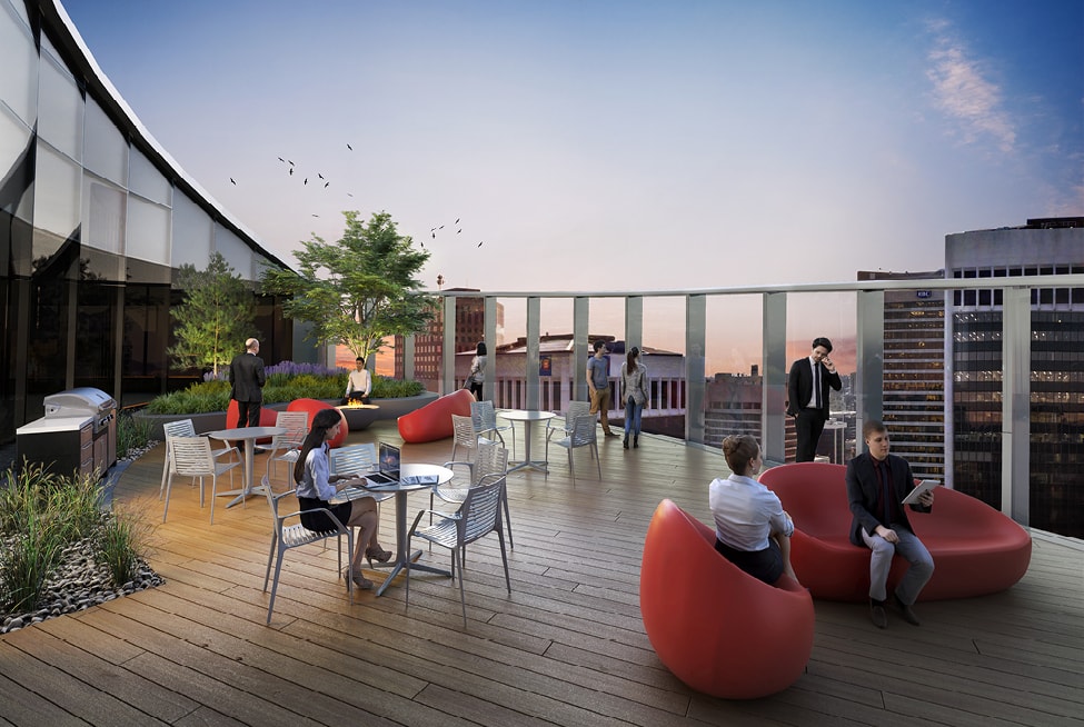 An inviting south-facing amenity deck