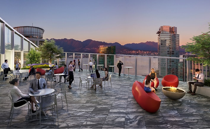 A rooftop patio with sweeping North Shore views